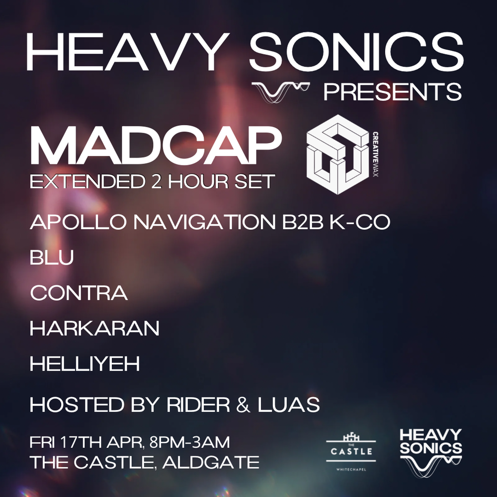 Flyer for Heavy Sonics presents... Madcap (2 hour set)