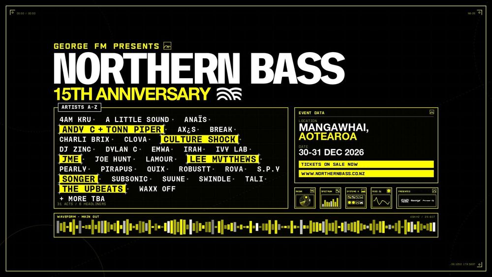 Flyer for Northern Bass 15th Anniversary