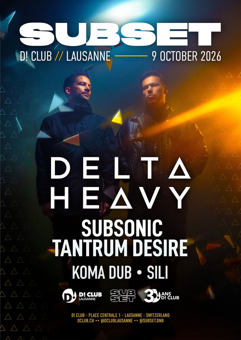 Flyer for Subset with Delta Heavy // Lausanne