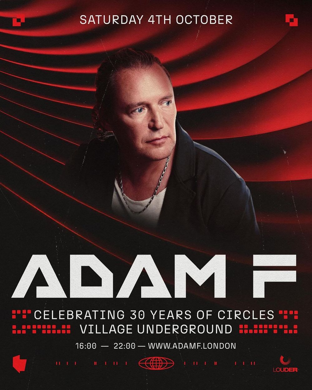 Flyer for Adam F: Celebrating 30 Years of Circles