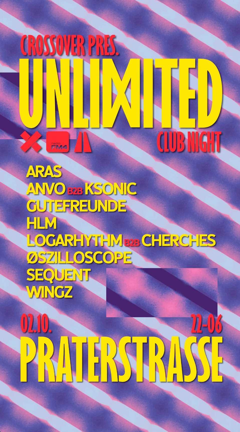 Flyer for Crossover pres. FM4 UNLIMITED Club Night