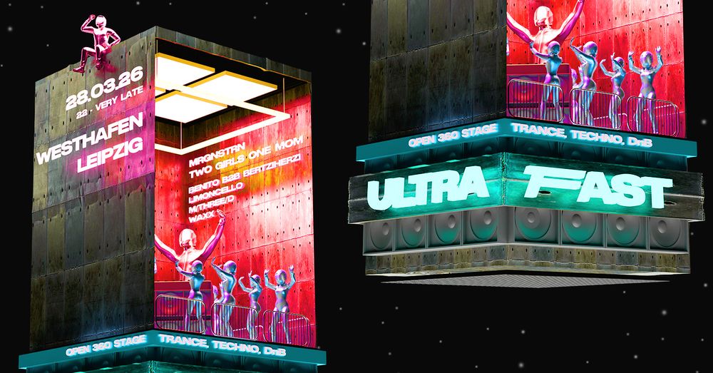 Flyer for ULTRAFAST // W. MRGNSTRN & two girls one mom - Westhafen LEIPZIG // 28.03.2026