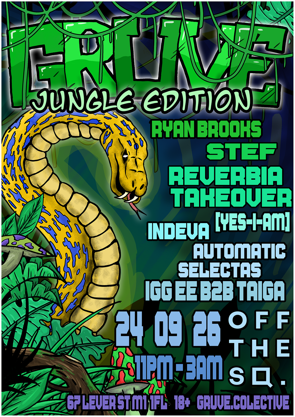 Flyer for Gruve Collective: Jungle Edition with Revurbia and Automatic Selectas