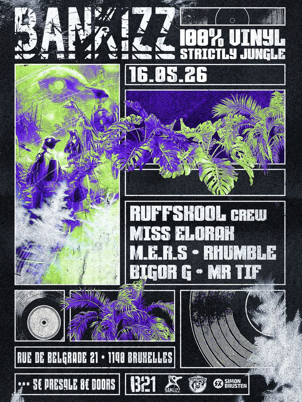 Flyer for BANKIZZ Strictly Jungle 100% Vinyl