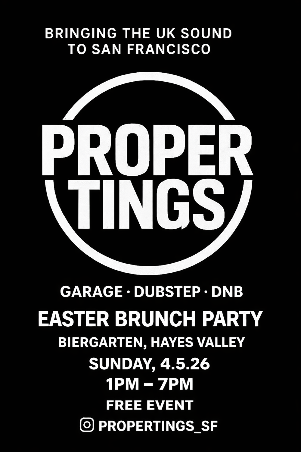 Flyer for PROPERTINGS presents BRATS AND BANGERS: Easter Edition FREE EVENT
