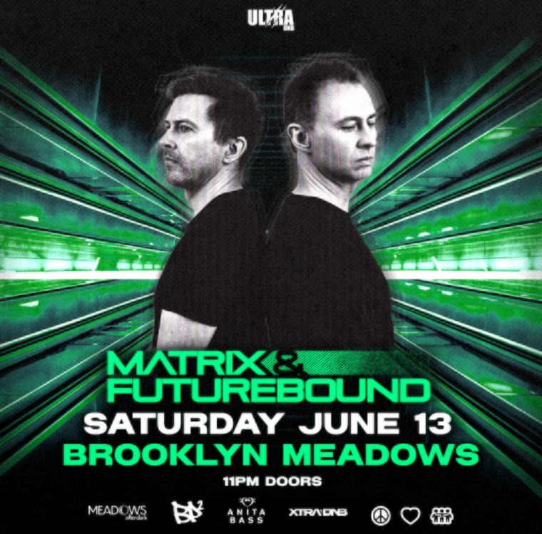 Flyer for Matrix & Futurebound Drum and Bass in New York City Saturday June 13th