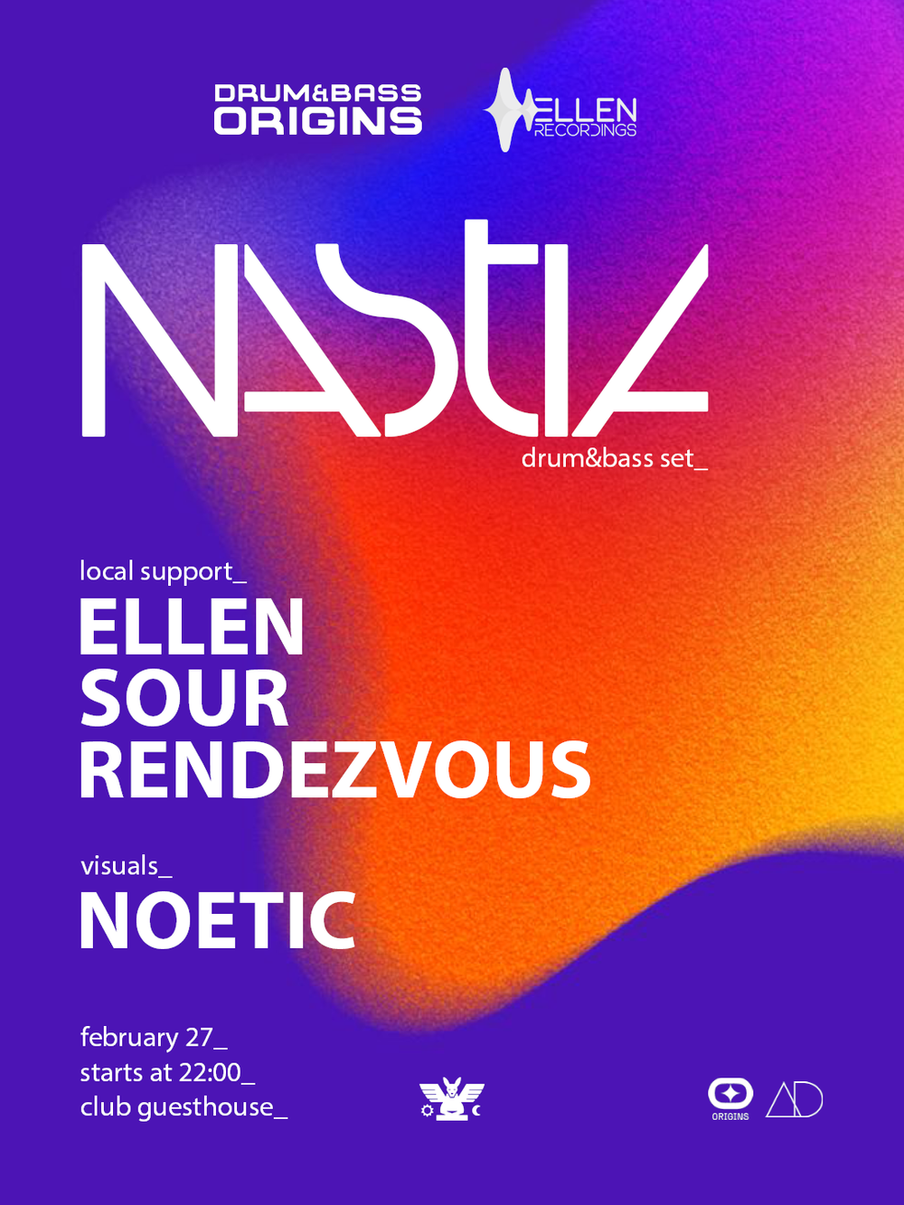 Flyer for Nastia — drum & bass set • Club Guesthouse