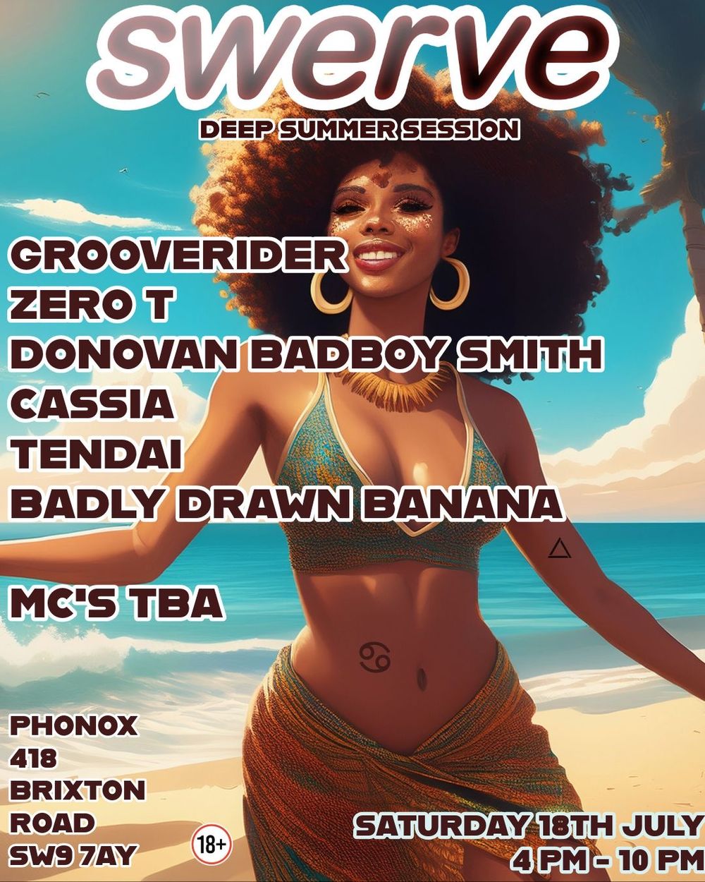 Flyer for Swerve Deep Summer Daytime Session