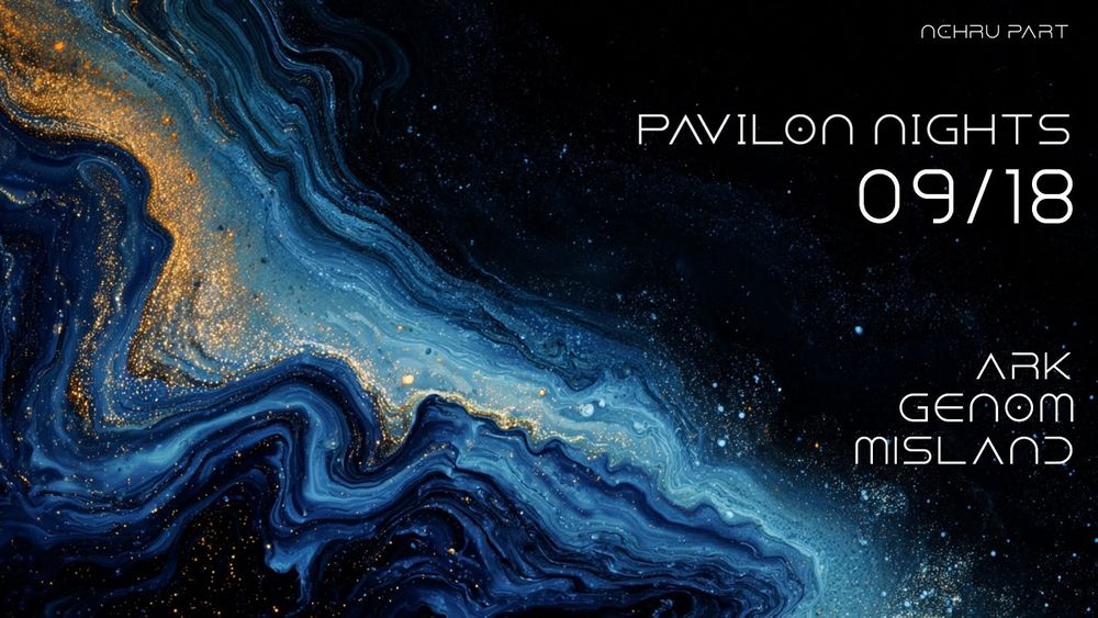 Flyer for Pavilon nights with Ark, Genom, Misland