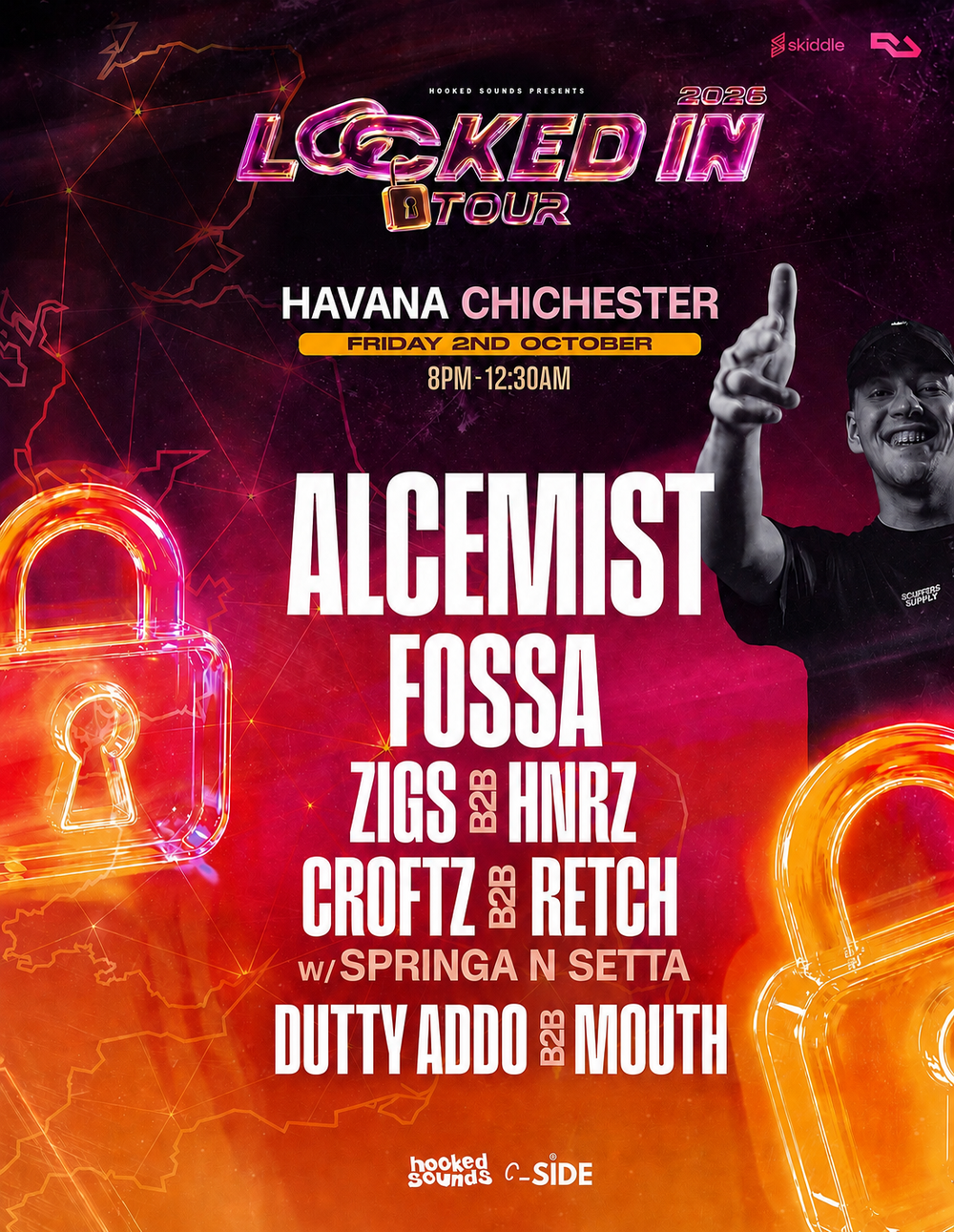 Flyer for LOCKED IN TOUR W/ Alcemist + COCO (CHICHESTER)