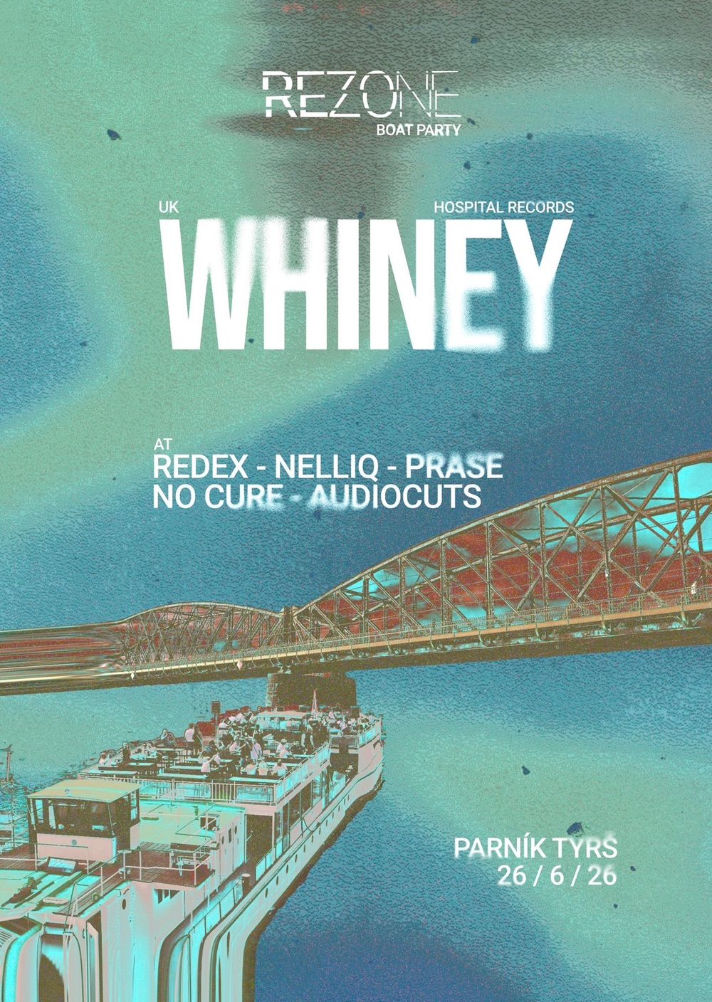 Flyer for Rezone boat party with Whiney (UK)
