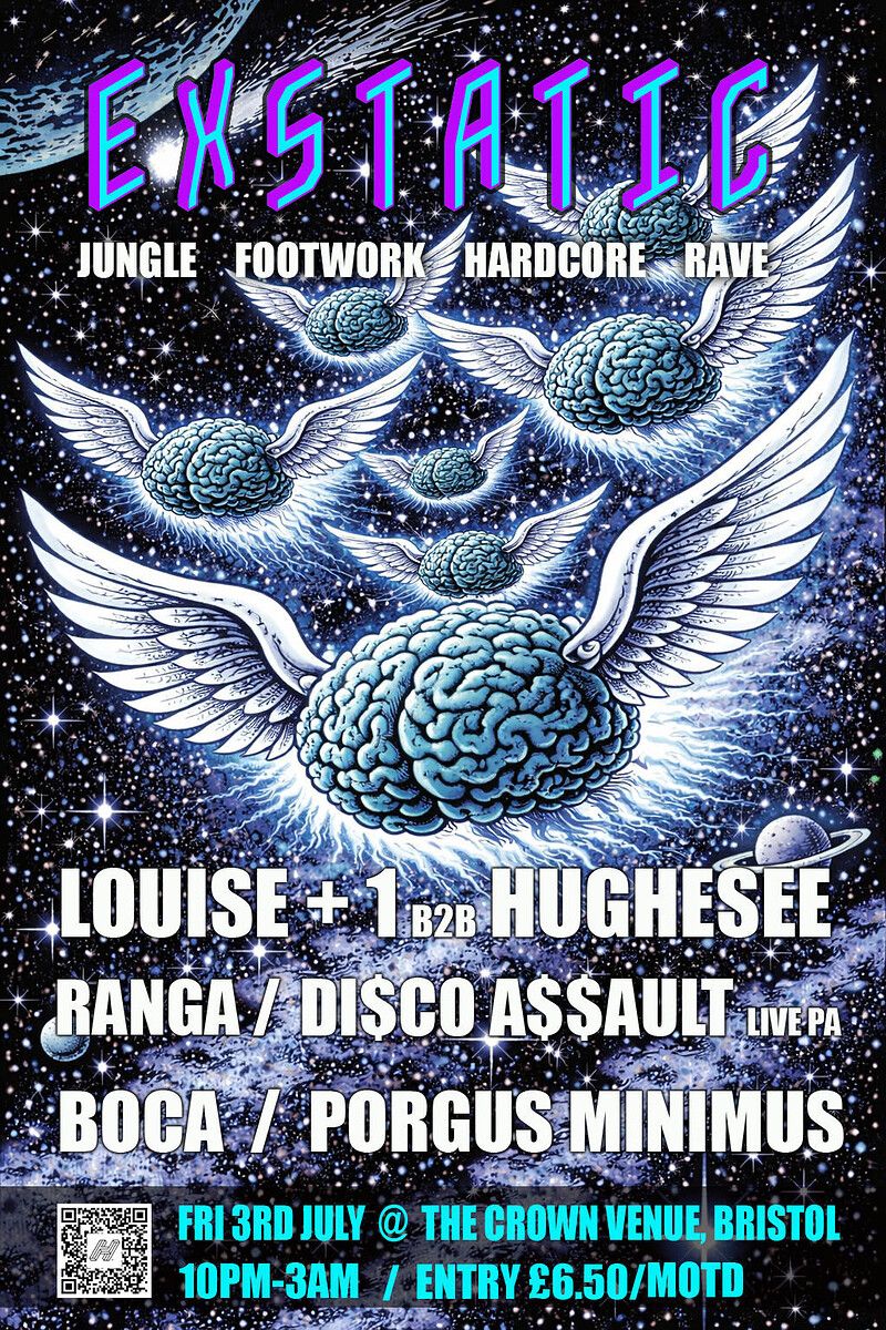 Flyer for EXSTATIC: LOUISE+1, HUGHESEE, Di$CO A$$AULT, RANGA (JANGALA), PORGUS & BOCA
