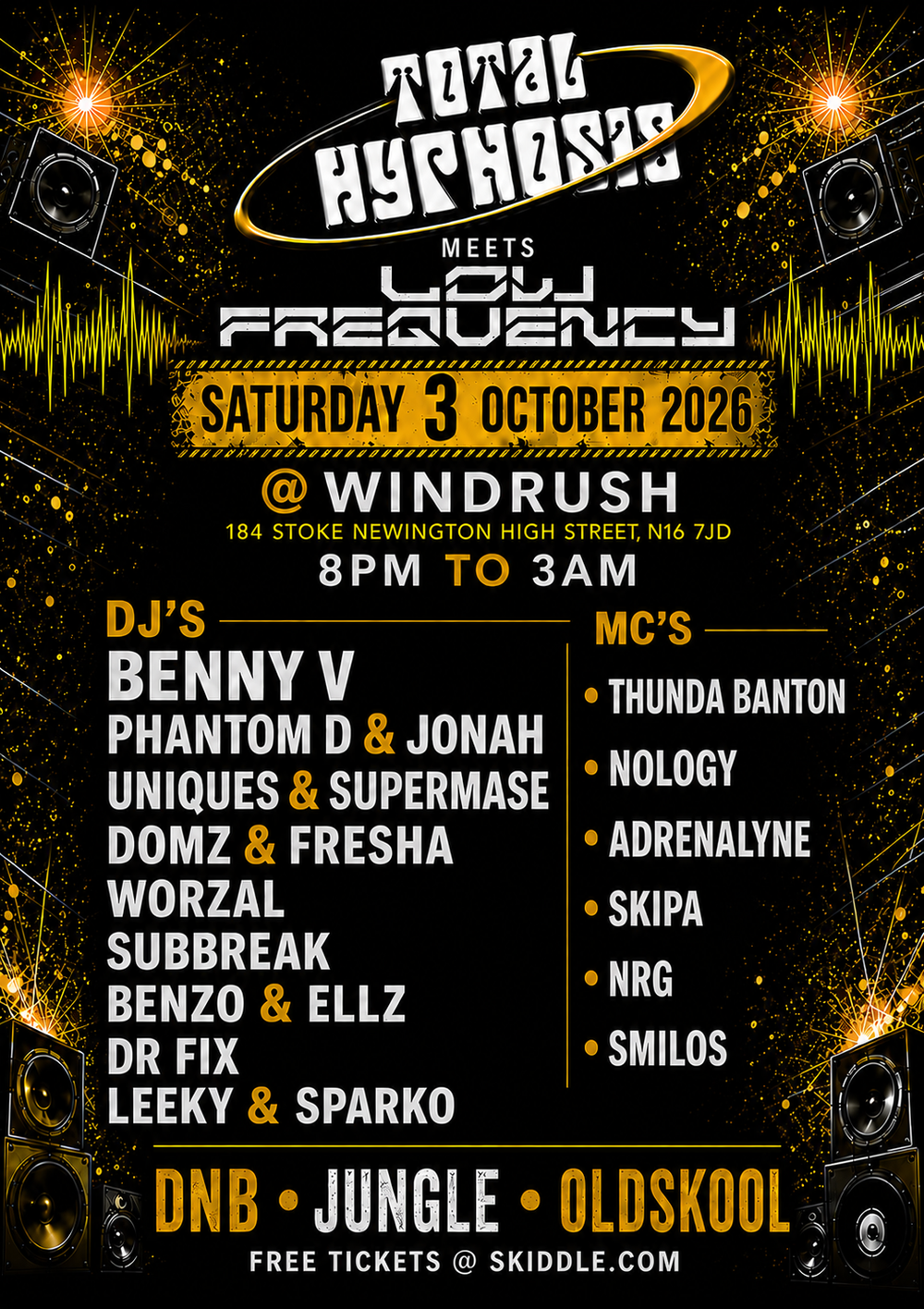 Flyer for Total Hypnosis & low Frequency