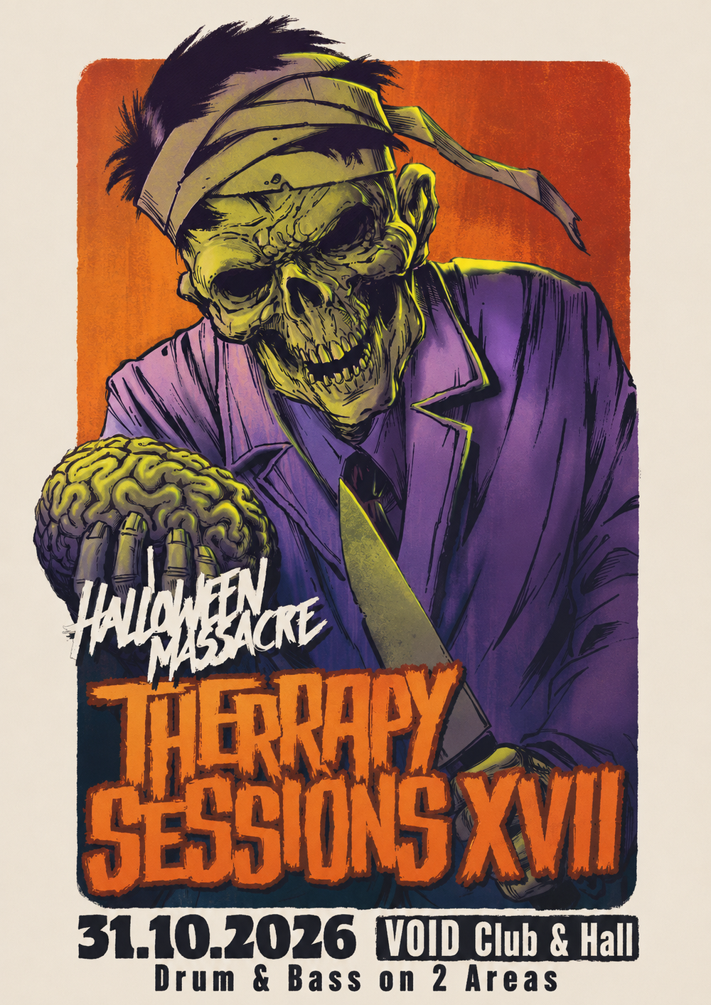 Flyer for Therapy Sessions XVII - Hell-O-Ween with Current Value, Peter Kurten, Upzet, Unknown, Zak McCoy