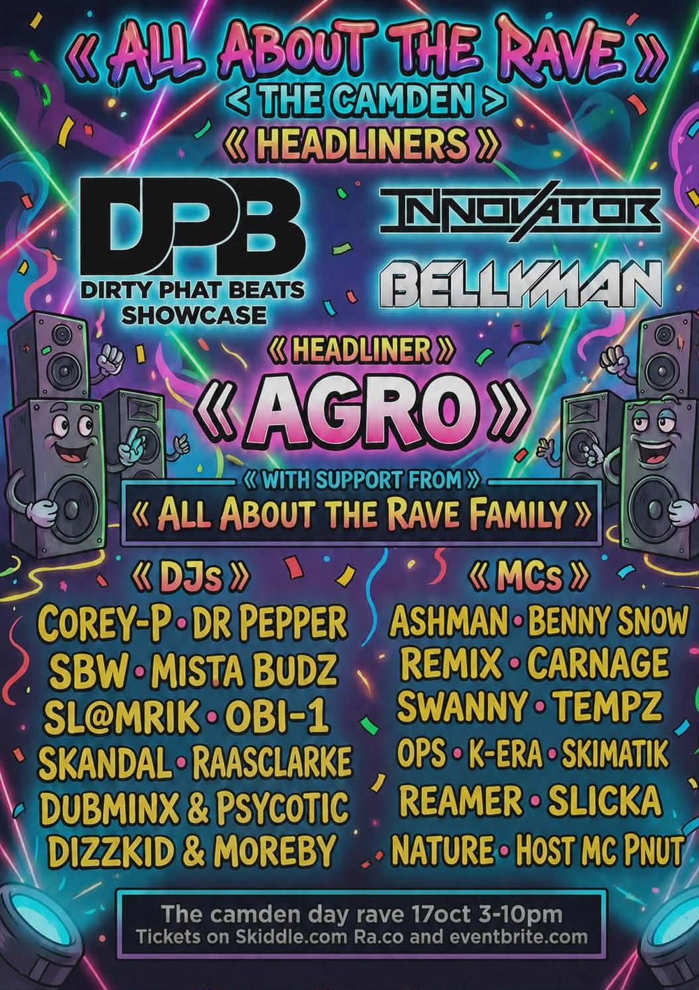 Flyer for All About The day Rave The Camden