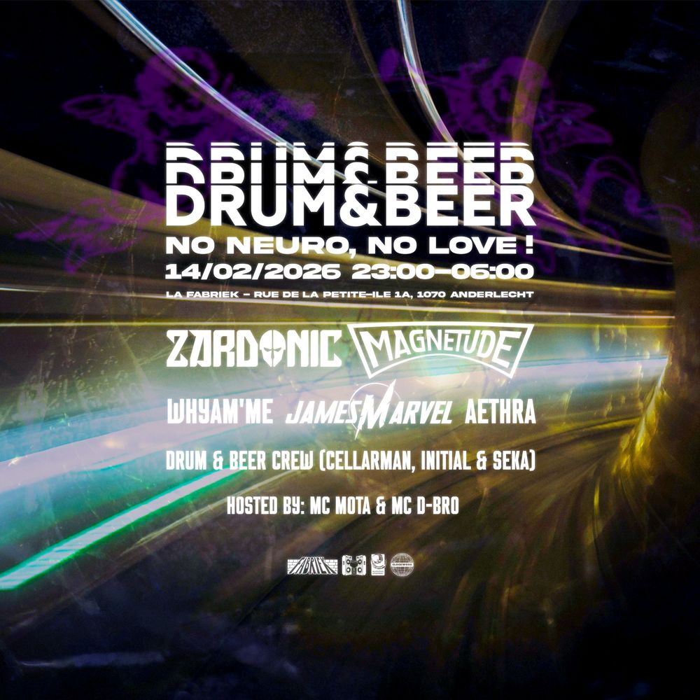 Flyer for Drum & Beer: No Neuro No Love with Zardonic & Magnetude