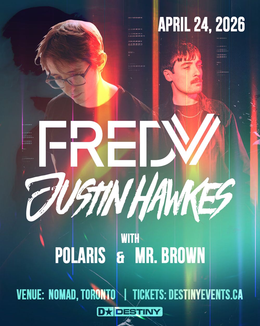 Flyer for Fred V & Justin Hawkes