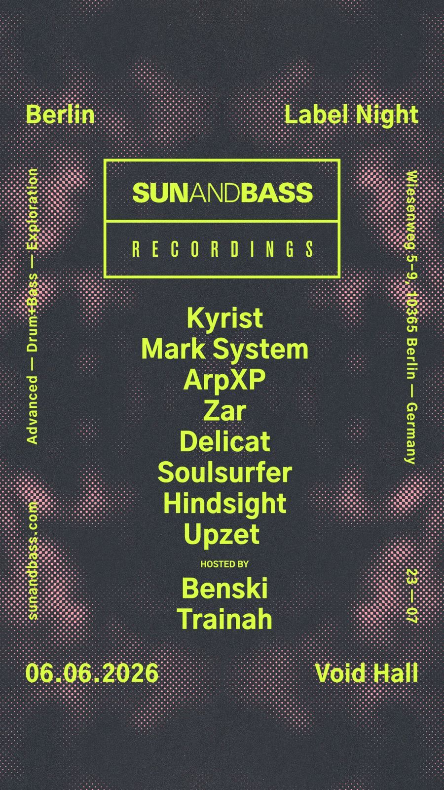 Flyer for Sun and Bass Recordings Label Night