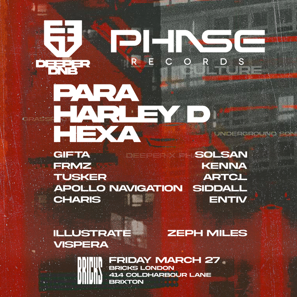 Flyer for Deeper DNB x Phase Records DNB