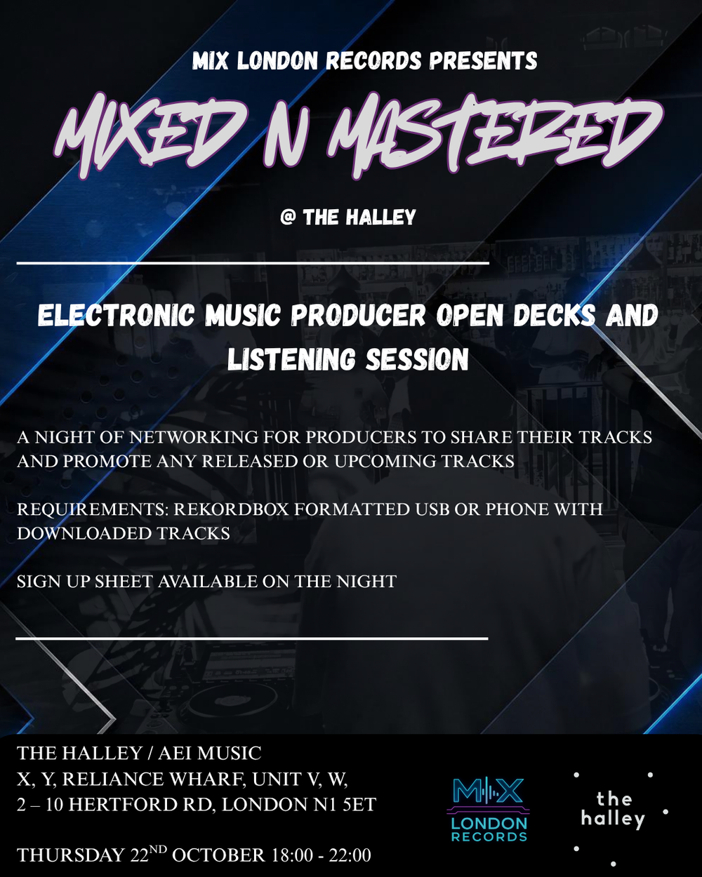 Flyer for MIXED N MASTERED - Mix London Records at The Halley