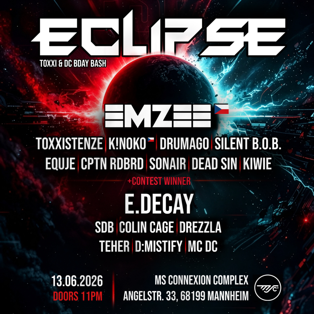 Flyer for ECLIPSE (TOXXISTENZE & DC's B-Day Bash)