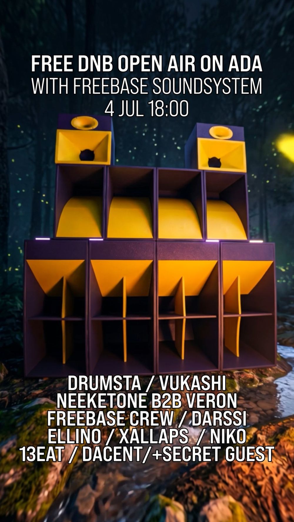 Flyer for Free DNB Open Air with Freebase Soundsystem