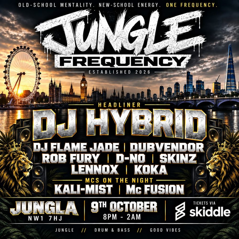 Flyer for Jungle Frequency presents DJ Hybrid @Jungla