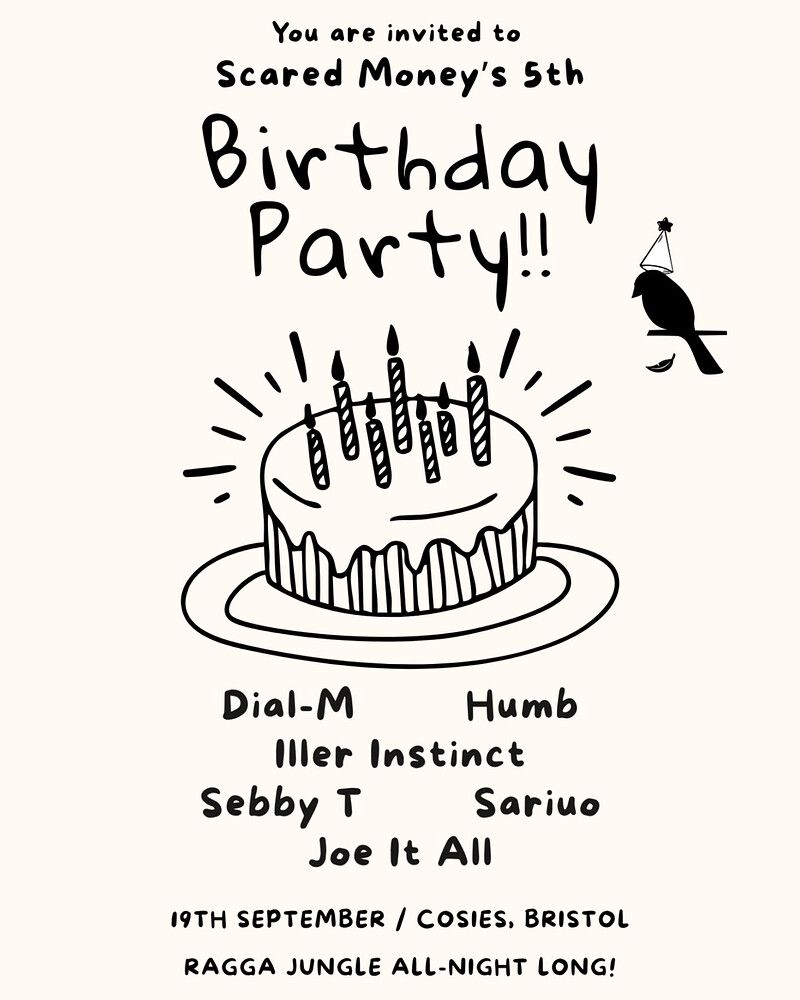 Flyer for Scared Money's 5th Birthday!