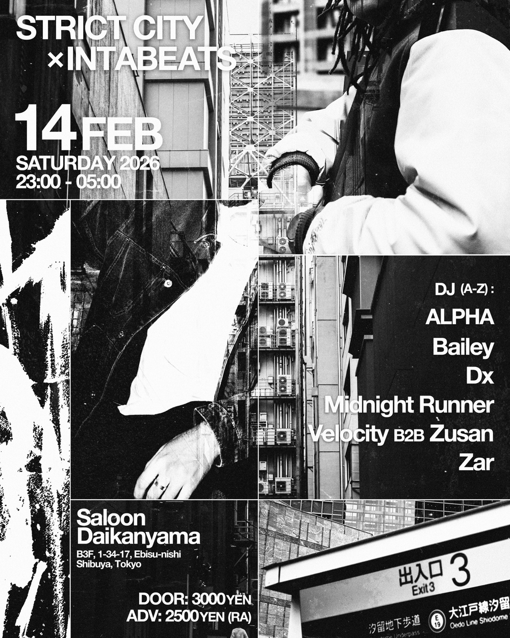 Flyer for STRICT CITY×INTABEATS