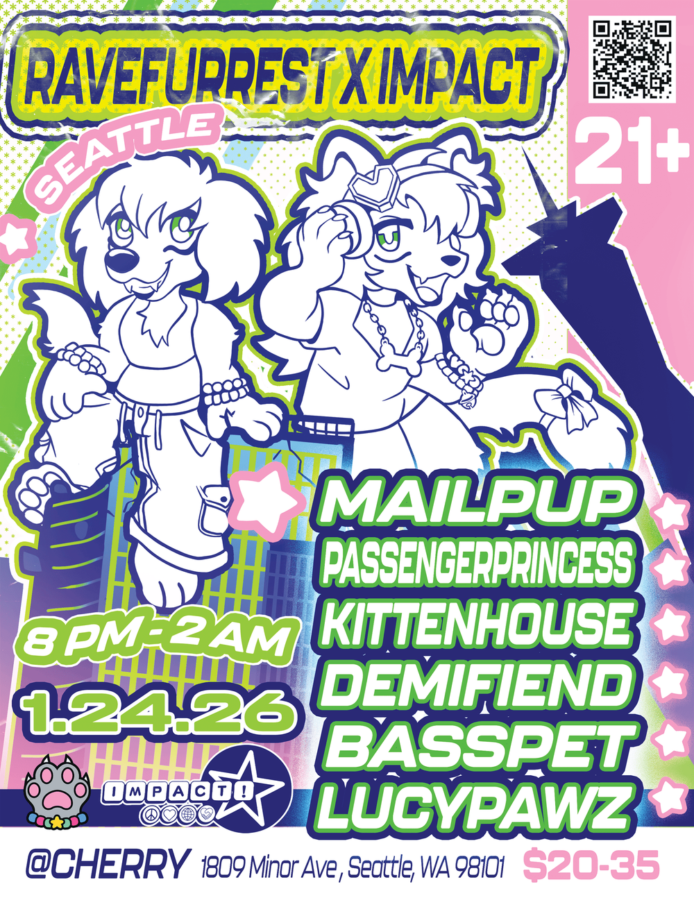 Flyer for Ravefurrest x Impact! 2