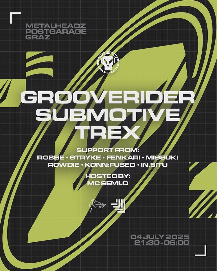 Flyer for Massive Playgrounds & Schallware pres. 30 Years of Metalheadz with Grooverider, Submotive, Trex