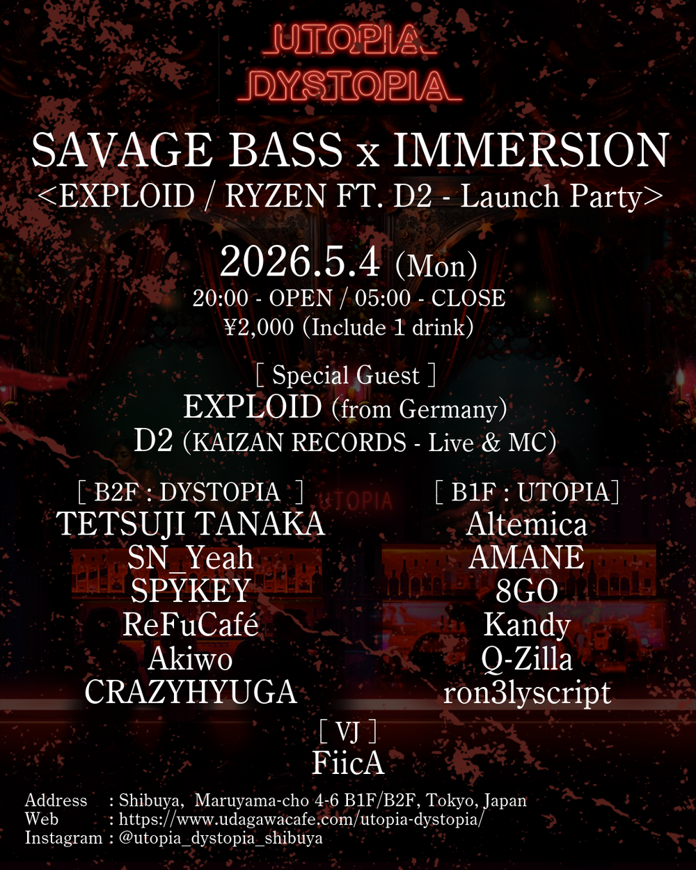 Flyer for SAVAGE BASS x IMMERSION -Exploid / RYZEN FT. D2 - Launch Party-