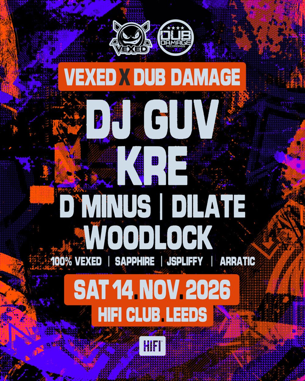 Flyer for Vexed x Dub Damage