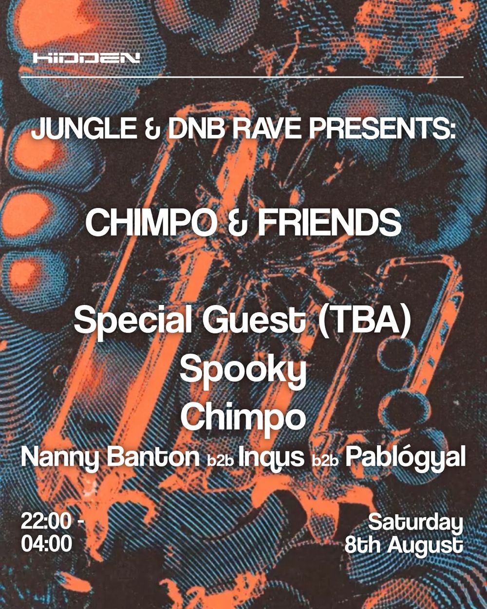 Flyer for Jungle & DNB Rave presents: Chimpo & Friends, DJ Flight, Spooky