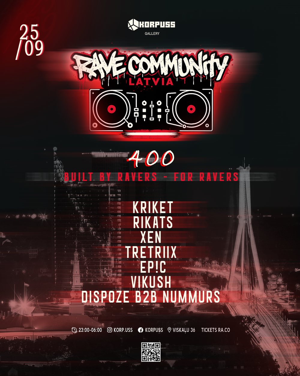 Flyer for Korpuss × RAVE COMMUNITY LATVIA