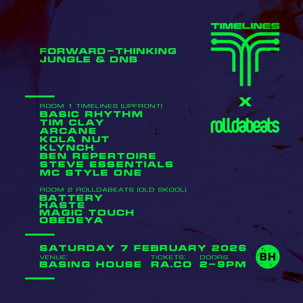 Flyer for Timelines x Rolldabeats