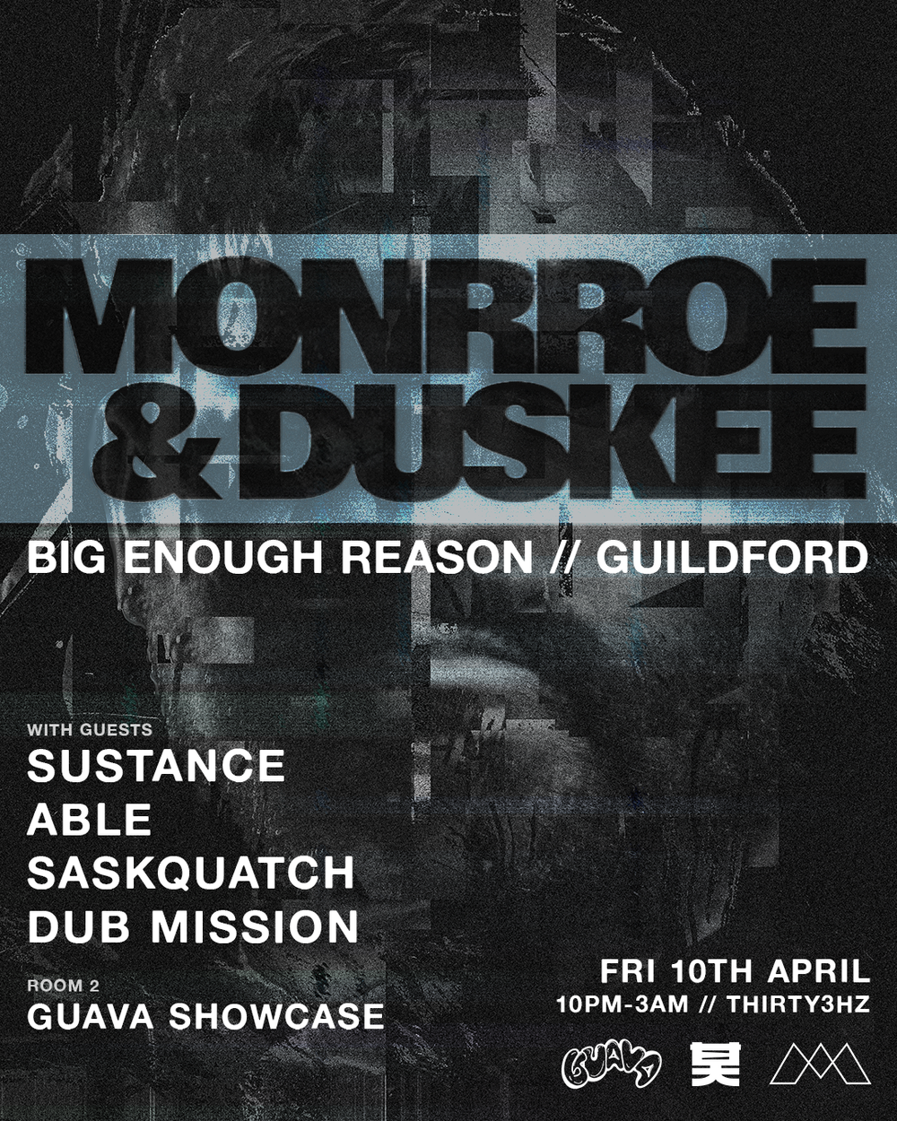 Flyer for Monrroe & Duskee 'Big Enough Reason' UK Tour // Guildford