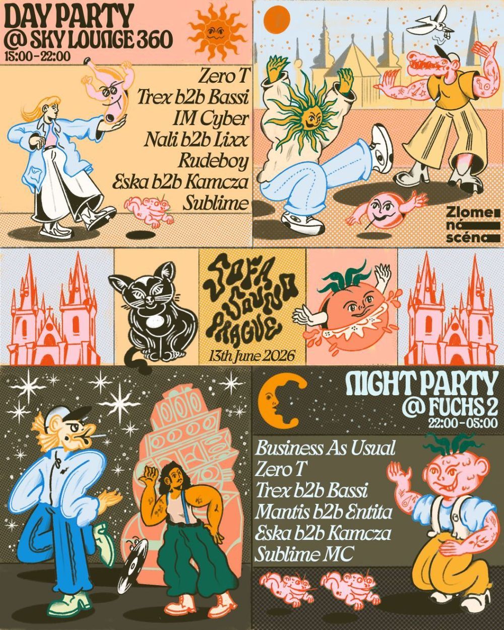 Flyer for Zlomená Scéna X Sofa Sound (Day Party)
