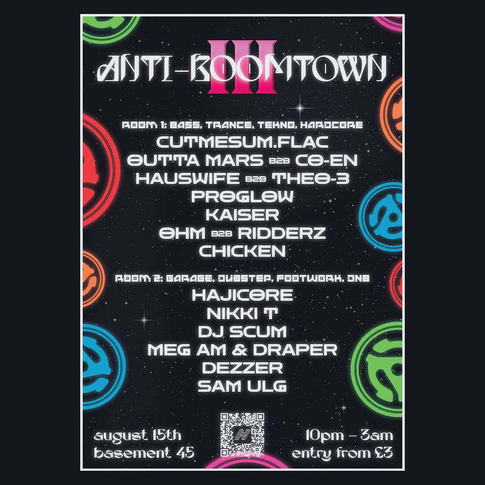 Flyer for ANTI-BOOMTOWN CLUB NIGHT III