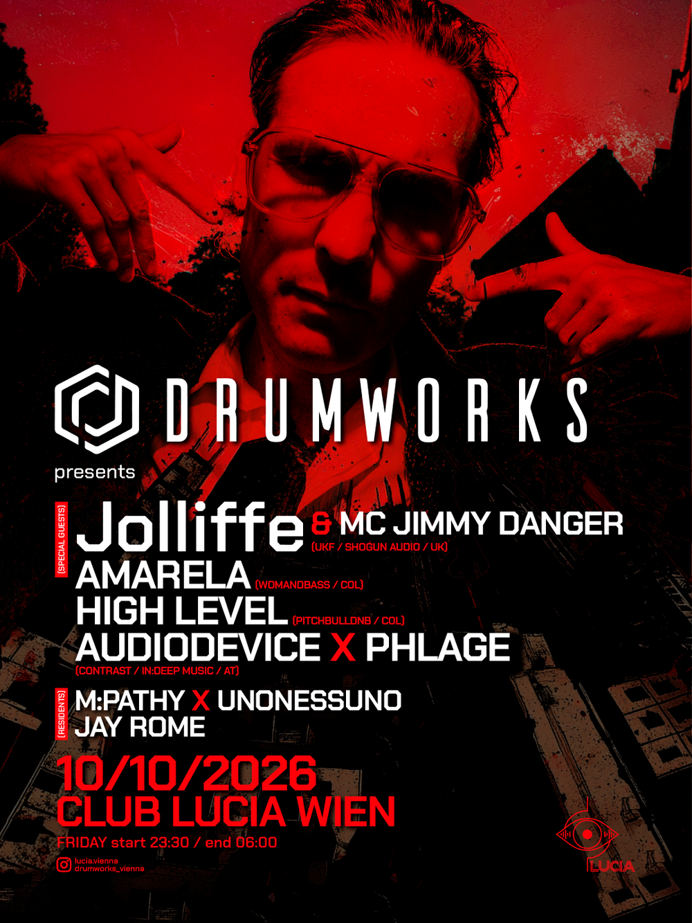 Flyer for Drumworks presents Jolliffe (Shogun Audio / UKF - UK)