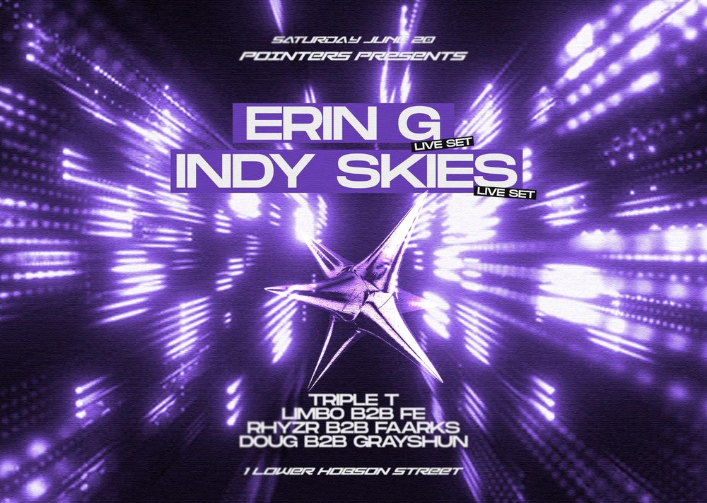 Flyer for Pointers presents: Erin G & Indy Skies