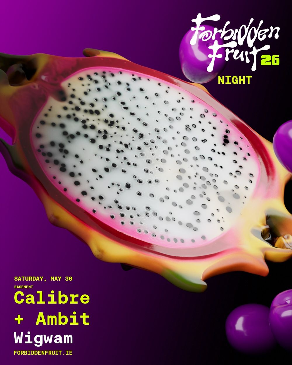 Flyer for Forbidden Fruit Night with Calibre
