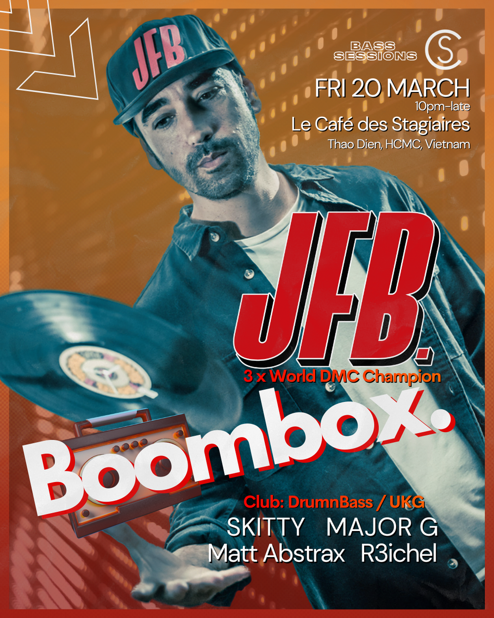 Flyer for Boombox presents JFB