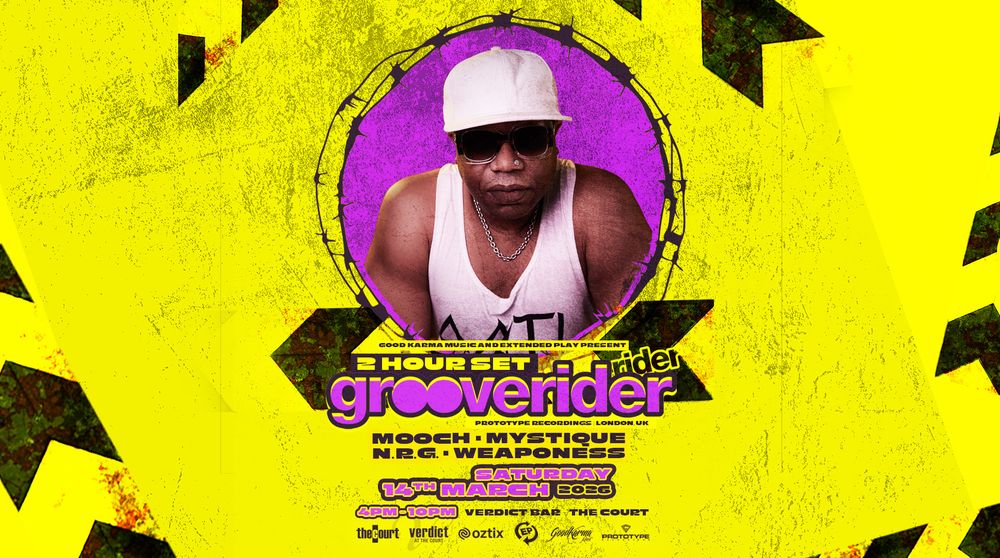 Flyer for Good Karma Music & Extended Play present: Grooverider