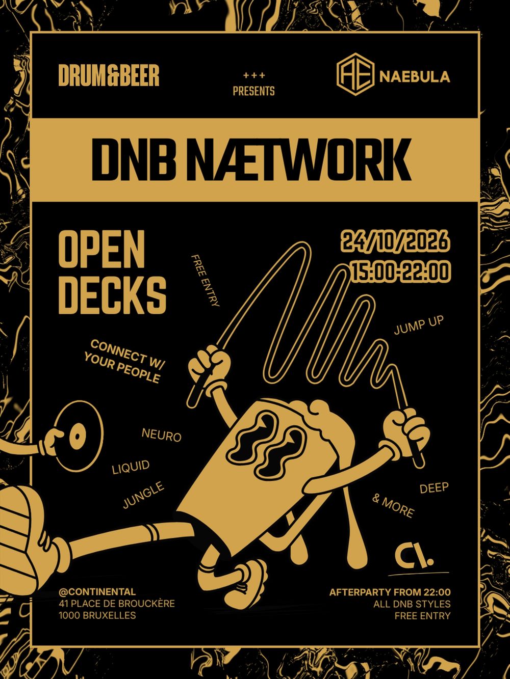 Flyer for Drum & Beer x Næbula: Nætwork & Party - Varied DnB