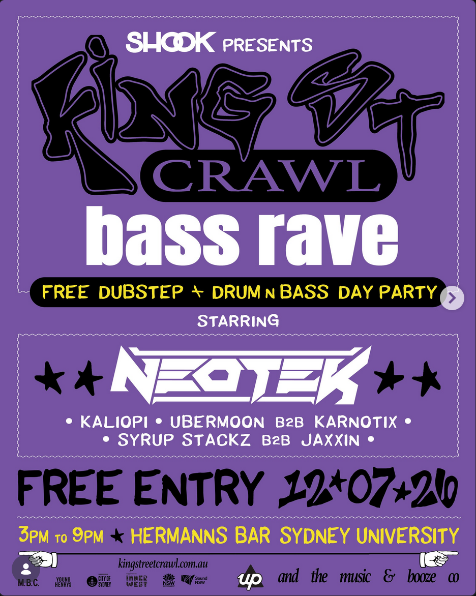 Flyer for Shook Presents: King Street Crawl Bass Rave