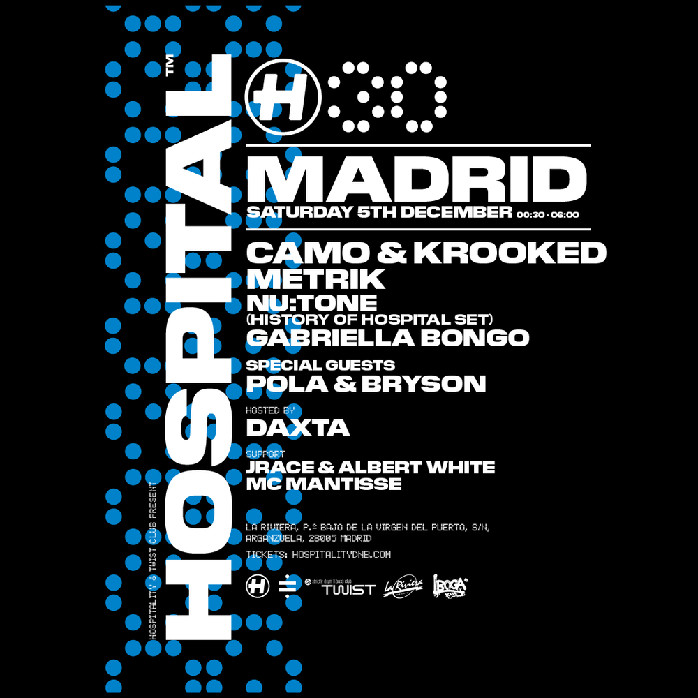 Flyer for Twist Club e Iboga present: Hospitality 30th Anniversary Madrid