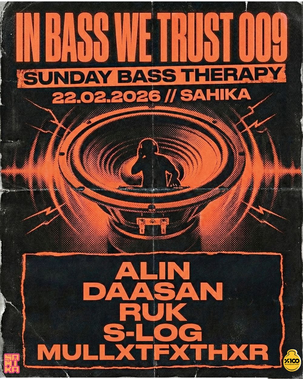 Flyer for IN BASS WE TRUST 009 - SUNDAY BASS THERAPY