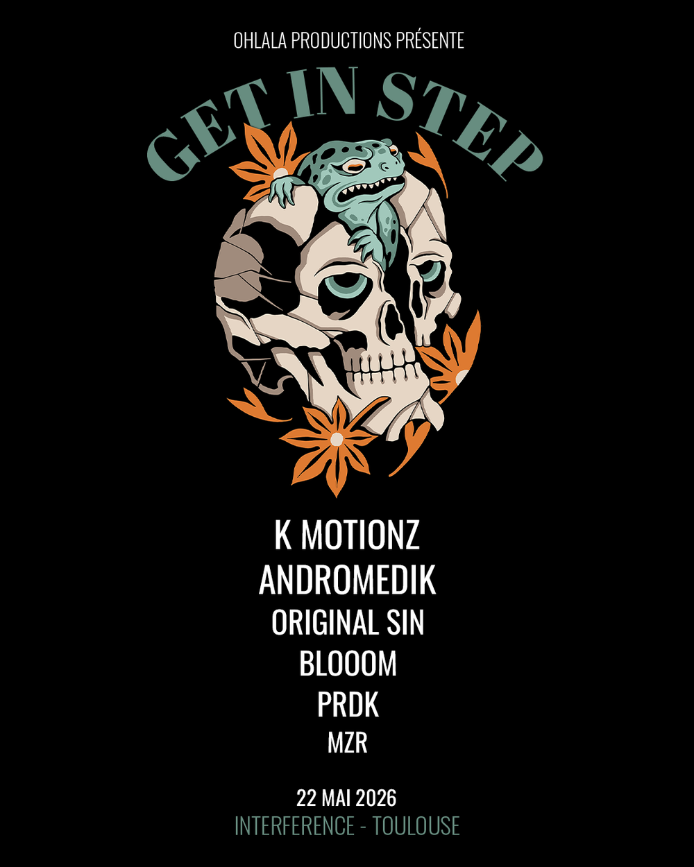 Flyer for GET IN STEP with K Motionz - Andromedik & More