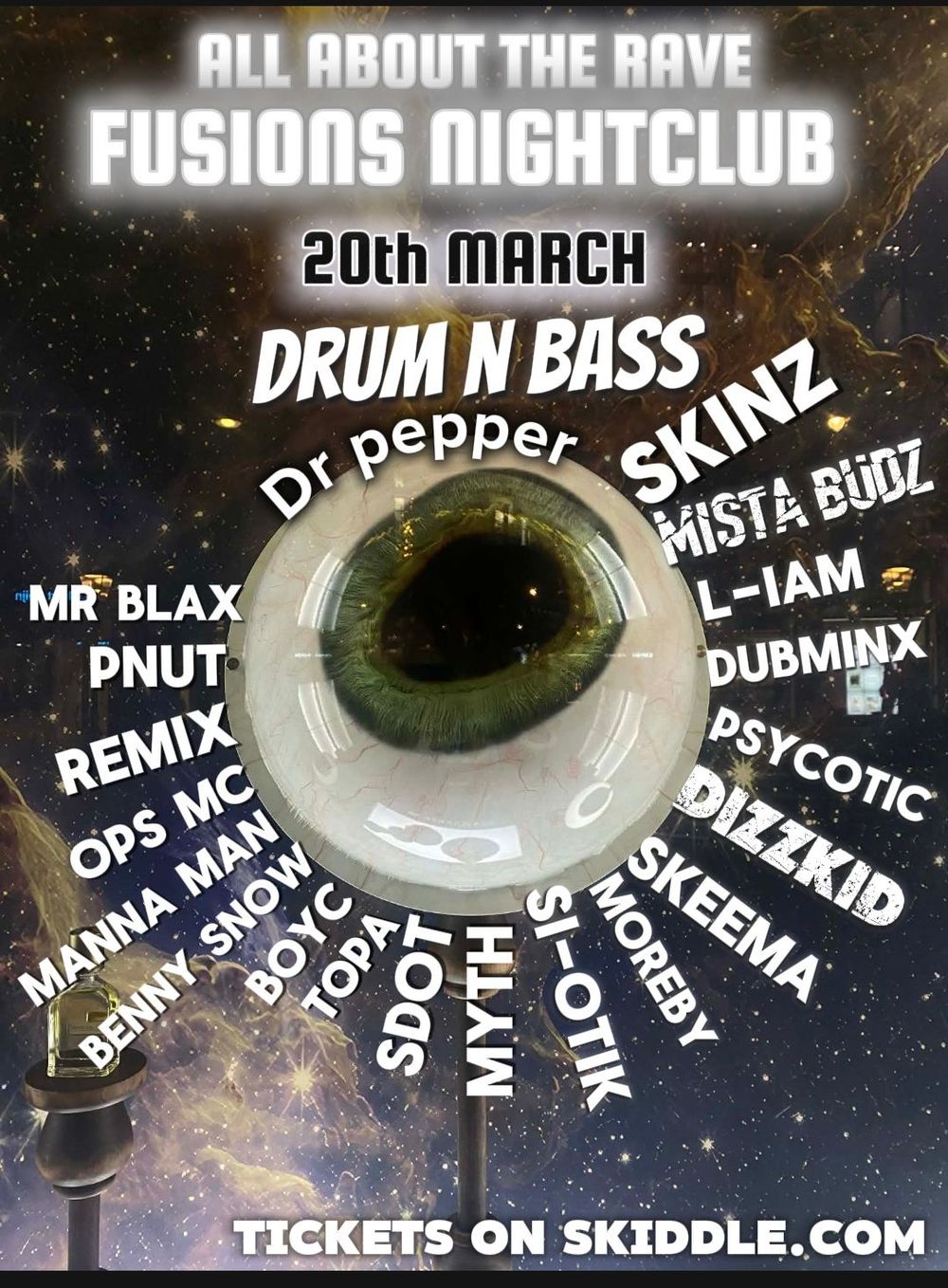 Flyer for ALL ABOUT THE RAVE PRESENTS FUSIONS MARGATE